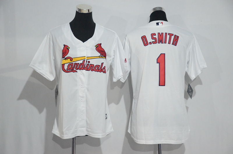 Womens 2017 MLB St. Louis Cardinals #1 O.Smith White Jerseys